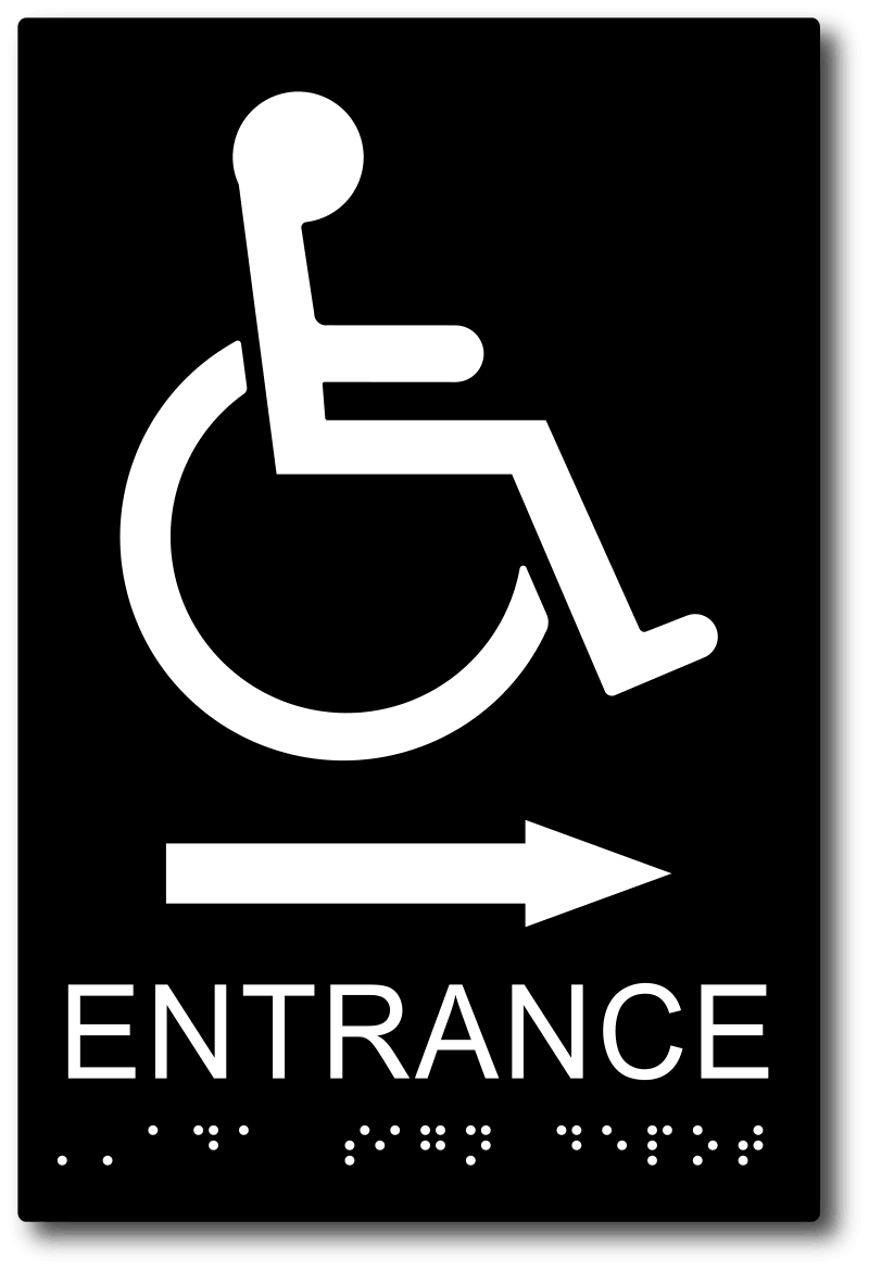 ADA Handicap Wheelchair Entrance Sign With Direction Arrow – ADA Sign Depot