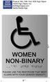 Non-Binary Women Restroom ADA Signs with Braille - 8" x 11" Brushed Aluminum thumbnail