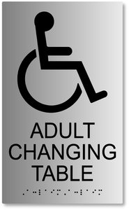 Adult Changing Table Sign Brushed Aluminum