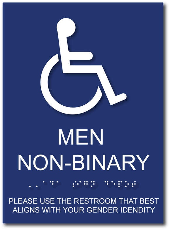 Non-Binary Men Restroom Braille ADA Sign