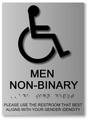 Non-Binary Men Restroom ADA Signs with Braille - 8" x 11" in Brushed Aluminum thumbnail