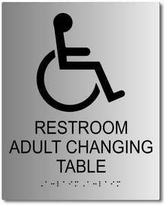 Restroom Adult Changing Table Sign  Brushed Aluminum