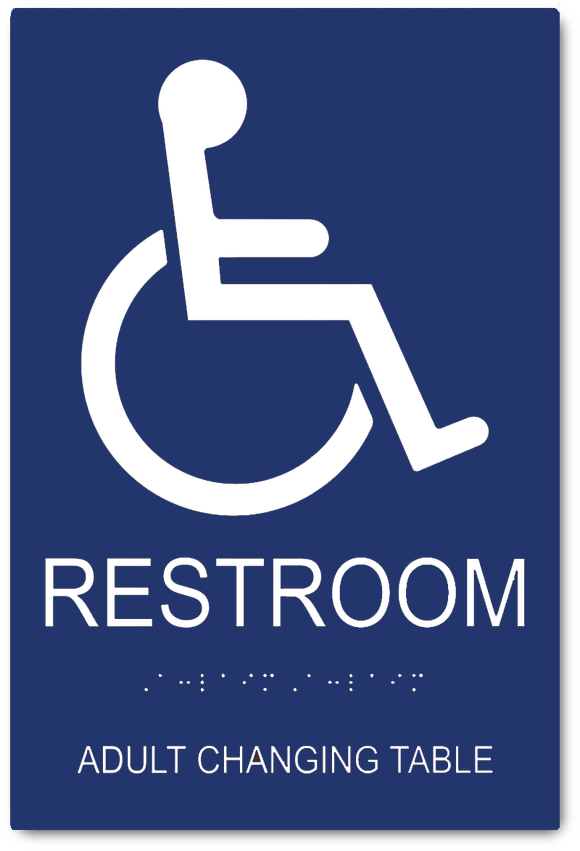 Restroom Sign with Adult Changing Table Text