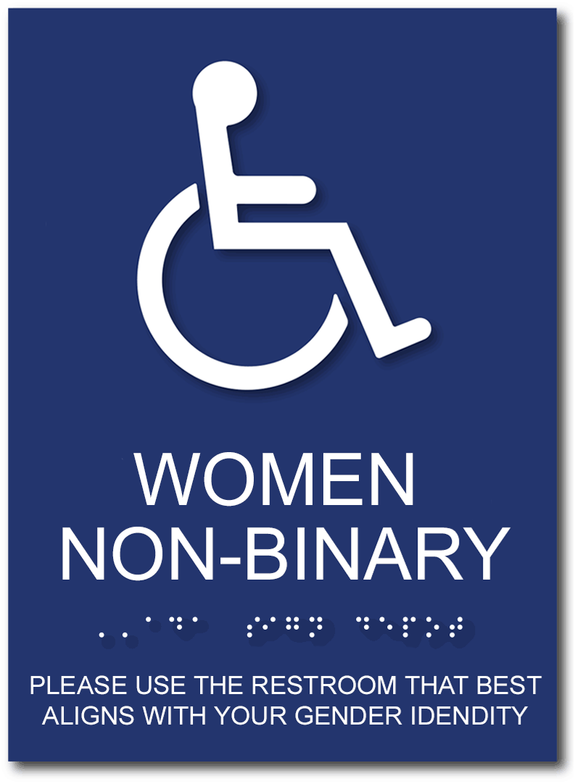 Non-Binary Women Restroom Braille ADA Sign