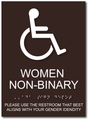 Non-Binary Women Restroom ADA Signs with Braille - 8" x 11" thumbnail