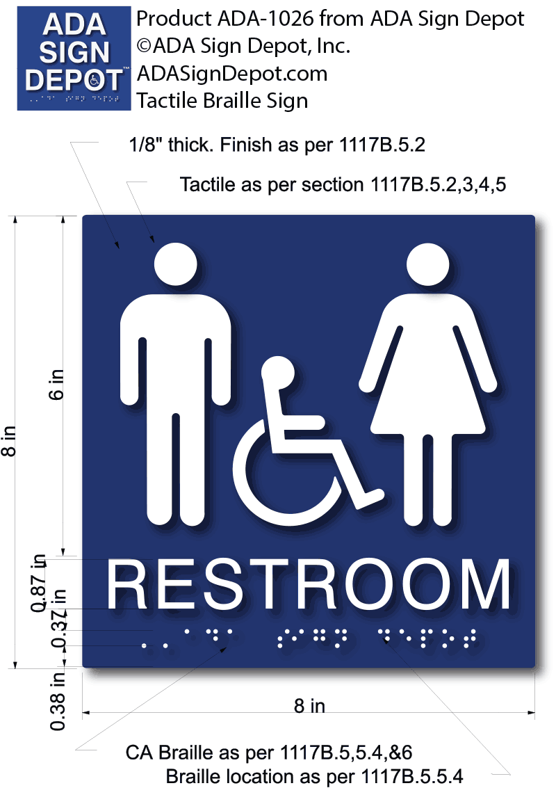 ADA Compliant Men's Restroom Sign with Tactile Text and Braille