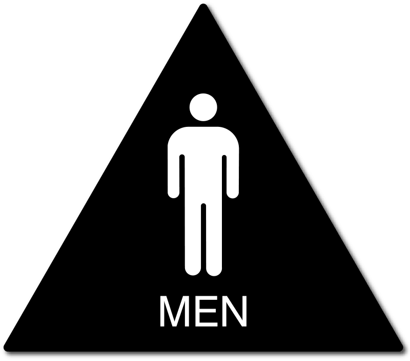 Men Only Bathroom Door Sign with Male Gender Symbol and Text – ADA