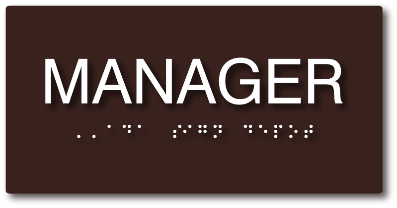 Manager Office Sign - ADA Compliant Tactile Braille Manager Room Sign ...