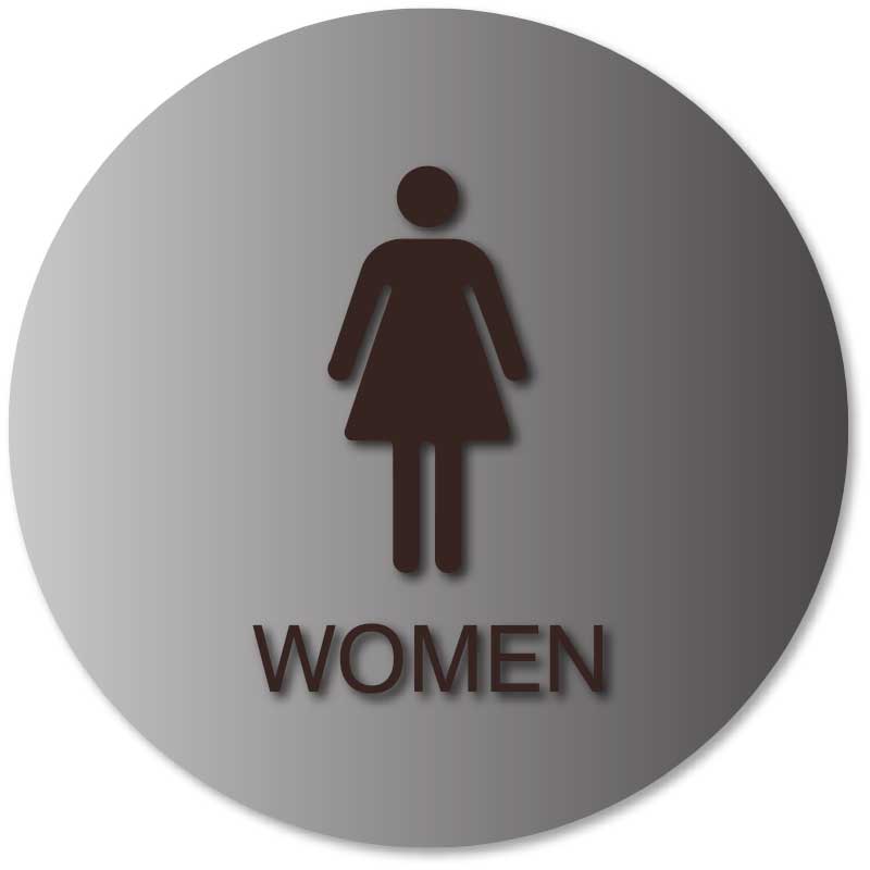 Womens Bathroom Door Sign with Female Gender Symbol and Tactile