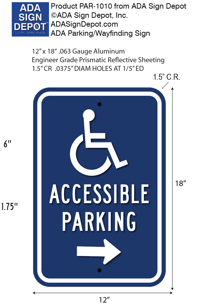 ADA Handicap Parking Lot Direction Signs - Optional Arrow – ADA Sign Depot