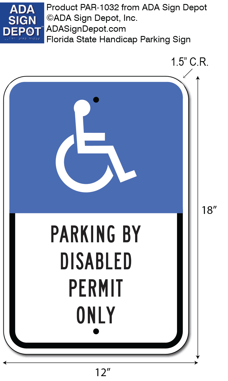 Florida State Handicap Parking Sign - Reflective Aluminum Parking 